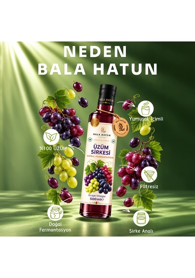 Bala Hatun Üzüm Sirkesi 500ml - Doğal Fermantasyon - Grape Vinegar