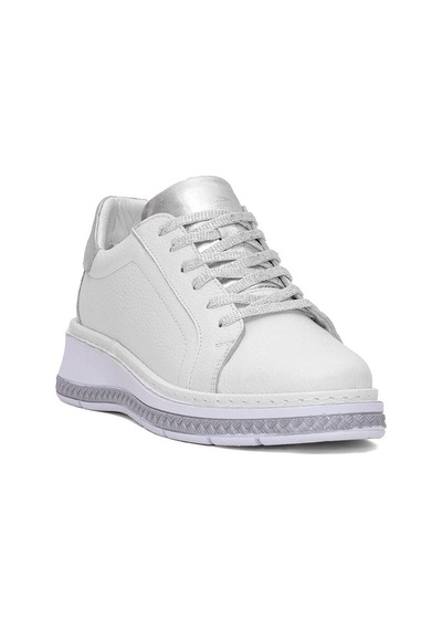 Venüs 25150007y Kadın Hakiki Deri Bağcıklı Feta Topuk Sneaker Ayakkabı Beyaz