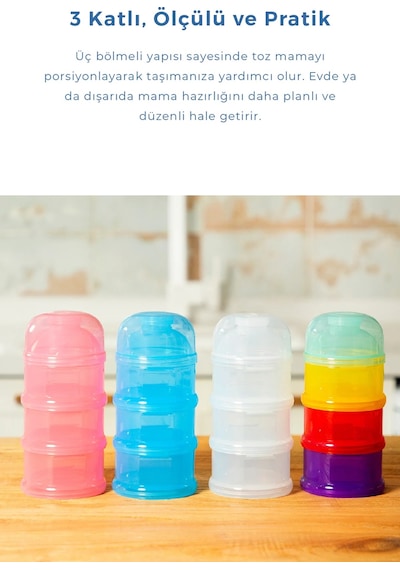 Babyjem - Katlı Toz Mama Kabı Renkli