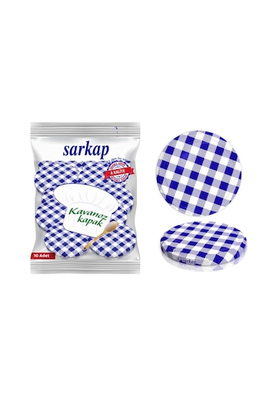 Hijyenik Paketli 10 Adet Kavanoz Kapağı - Lacivert Ekose- 82mm Tek Renk