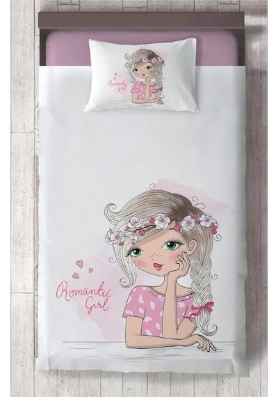 Mekta Home Bebek Ve Çocuk Odası Romantic Girl Desenli Yatak Örtüsü Renkli