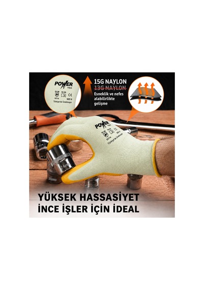 2 Çift Power Tek Nitril Kaplama İş Eldiveni Beden 10 Kaymaz Tutuşlu, Esnek, Dayanıklı İş Güvenliği Eldiveni