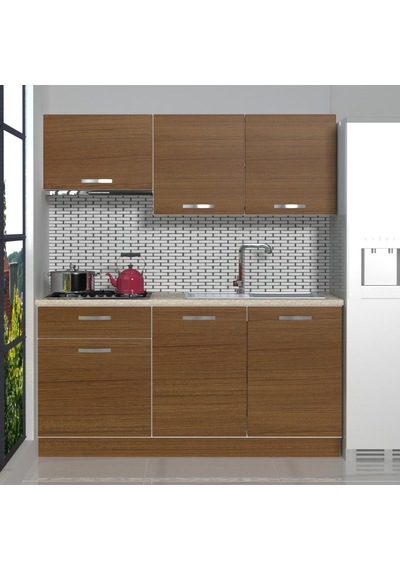 Decoraktiv Naturel 160 Mdf Hazır Mutfak Dolabı - Tezgah Dahil - Naturel Ceviz