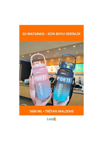 Ergonomik Hafif 1600 Ml Tritan Su Matara Sızdırmaz Kapak Çok Renkli