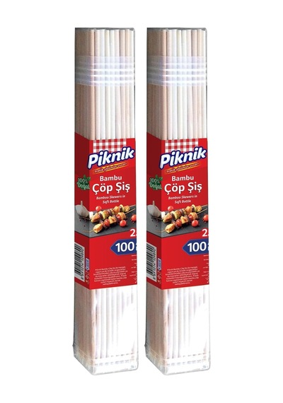 Piknik Ağaç Bambu Çöp Şiş 25 Cm 100'lü 113-p 2li Paket
