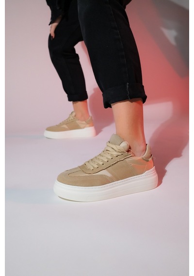 Luvishoes Jose Bej Denim Kadın Spor Sneaker Bej