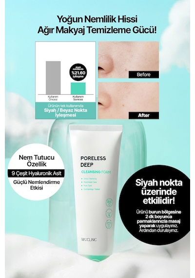 Maxclınıc Gözenek ve Siyah Nokta İçin Yüz Temizleme Köpüğü Maxclinic Poreless Deep Cleansing Foam