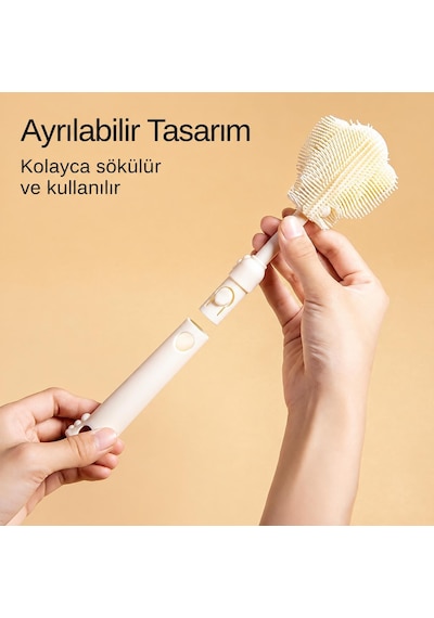 Valkyrie Seyahat Biberon Temizleme Seti Silikon Fırça Emzik Pipet Fırçası Saklama Kutulu Beyaz