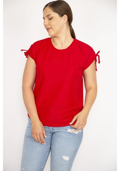 Şans Kadın Bordo Büyük Beden Omuz Bağcıklı Polyester Kumaş Bluz-bordo Bordo