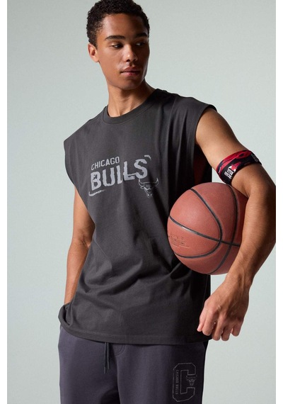 Defacto Nba Chıcago Bulls Oversıze Baskılı Bisiklet Yaka Atlet G0911ax26smar214 Antrasit-ar214