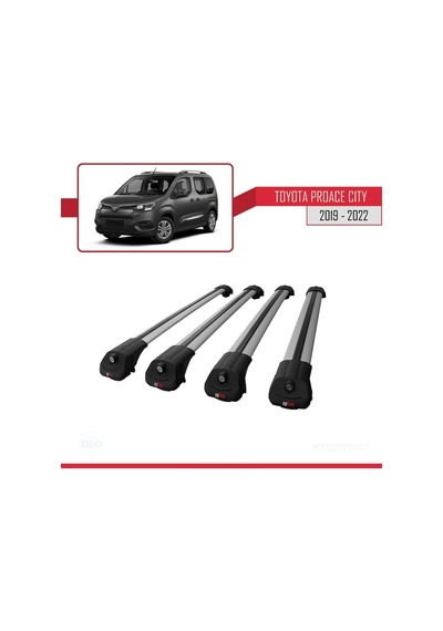 Toyota Proace City 2019-2022 Arası İle Uyumlu Ace-1 Ara Atkı Tavan Barı Gri 4 Adet Bar