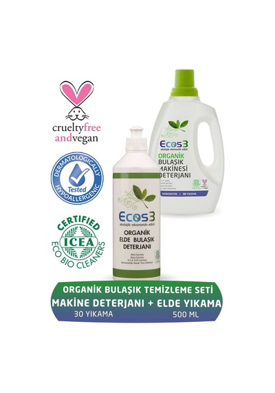 Ecos3 Organik Bulaşık Makinesi Jeli + Elde Bulaşık Deterjanı