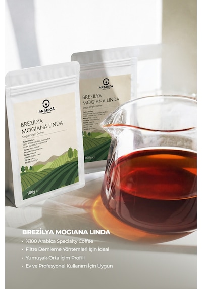 Brezilya Mogiana Linda 100 G %100 Arabica Specialty Çekirdek Kahve Medium Kavrulmuş Chemex