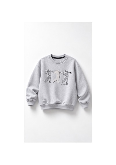 Overdo Kids Erkek Çocuk Kabarma Baskılı 2ip Sweatshirt Gri