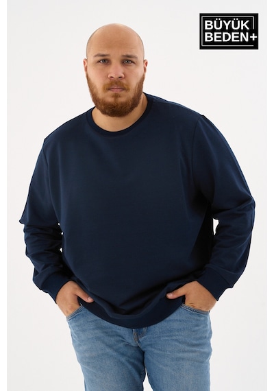 Superlife Erkek Büyük Beden Bisiklet Yaka İnce Sweatshirt Regular Fit %64 Pamuklu Spr26bsw956 Lacivert