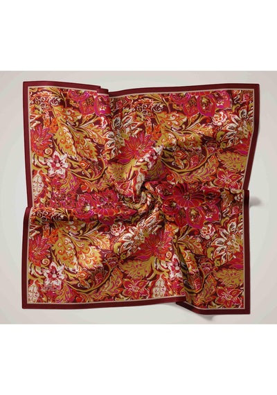 Silk Home Olinda İpek Eşarp 47002-43 Mürdüm, Yağ Yeşili, Gri, Gümüş