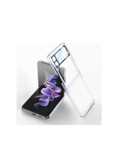 Samsung Uyumlu Galaxy Z Flip 4 Kılıf Zore Kıpta Lensli Kapak Renksiz