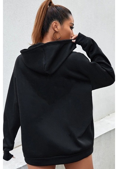 Unisex Oversize Brand New Journey Baskılı Sweatshirt Siyah