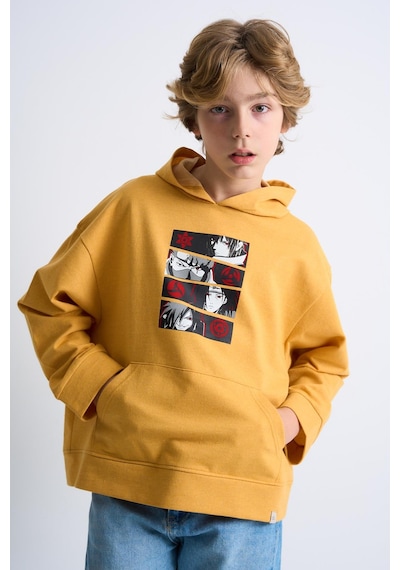 Alexandergardi Alexandergardı Kanguru Cepli Baskılı Kapüşonlu Çocuk Sweatshirt Hardal