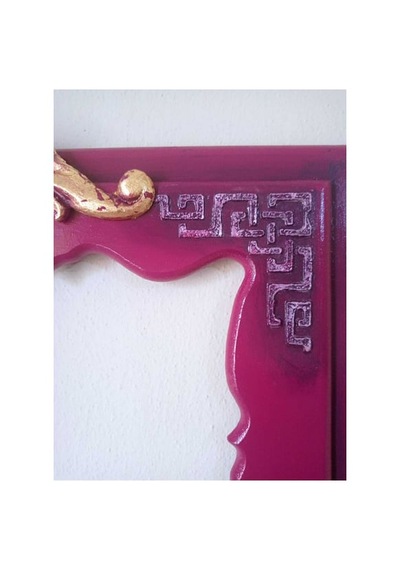 Flört Rengi Ayna Çerçevesi Altın - Fuşya