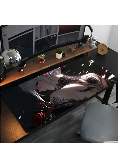 Kızıl Güller Anıme Baskılı 90x40 Kaymaz Taban Mousepad 90x40cm