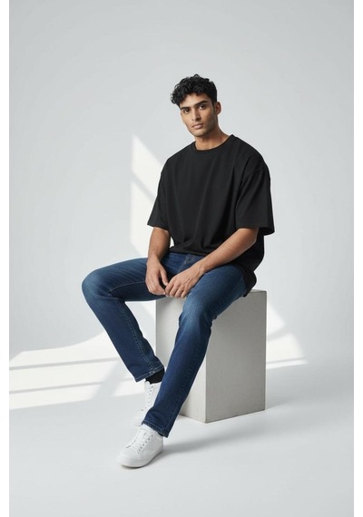 Myrab Denim Erkek Mavi Regular Fit Rahat Kesim Denim Kot Pantolon - Esnek Likralı Jeans