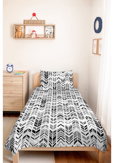 Siyah Geometrik Genç Odası Tek Kişilik Pike Takımı-modern Ok Motifli 160x220cm Kapitone Yatak Örtüsü Ekru