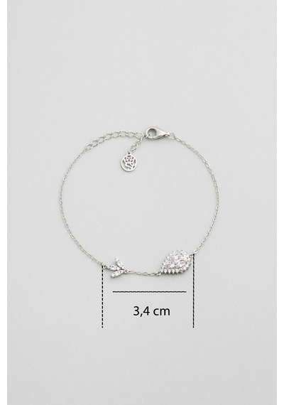 Zambak Işıltısı 18 Ayar Beyaz Altın Kaplama 19 Cm Gümüş Bileklik Rodyum