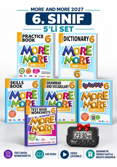 Güncel 6.sınıf 6 More&more Practıce Book Seti + Test Book Worksheets 5li Set +kronometre