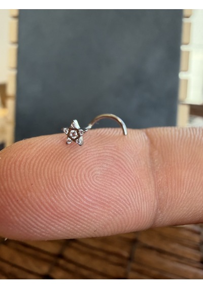 Yüksek Kalite G23 Titanium Yıldız Zirkon 6x0.8mm Titanyum Hızma Piercing Gümüş