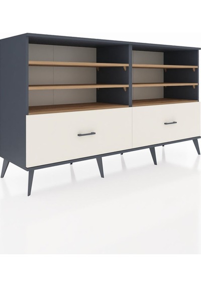 Hyperion Konsol 6 Raflı 2 Çekmeceli 176x44x99 Antrasit-çam/aytaş Antrasit-çam/aytaşı