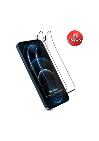 Apple iPhone Uyumlu   12 Pro Max Crystal Seramik Nano Ekran Koruyucu Siyah 2 Adet