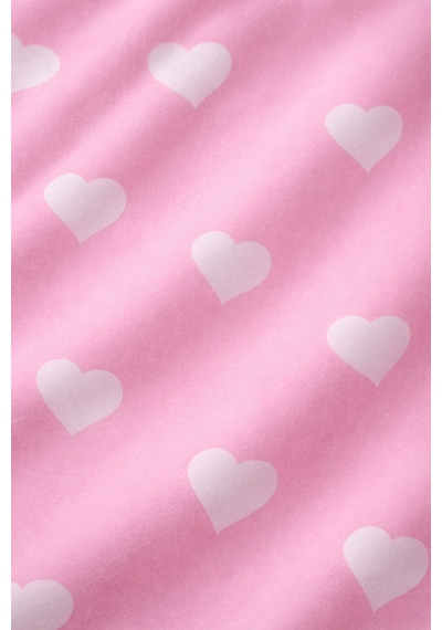 Burcumay Kadın Kalpli Desenli Süet Gömlek Yaka Uzun Kol Pembe Kışlık Pijama Pembe