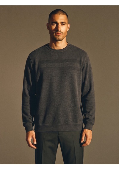 Maccali Erkek Gri Büyük Beden Pamuklu Kışlık Desenli Sweatshirt