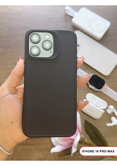 Apple iPhone 15 Pro Max Uyumlu Kamera Korumalı Darbeye Dayanıklı Renk Atmayan Keep Silikon Kılıf Siyah