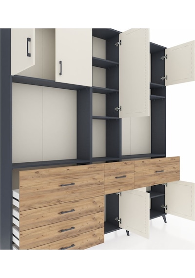 Arges Dolap 10 Raflı 6 Çekmeceli 8 Kapaklı 220x30x243 Antrasit-aytaşı/çam Aytası/atlas Çam Arges Dolap 10 Raflı 6 Çekmeceli 8 Kapaklı 220x30x243 Antrasit-aytaşı/çam Aytası/atlas Çam