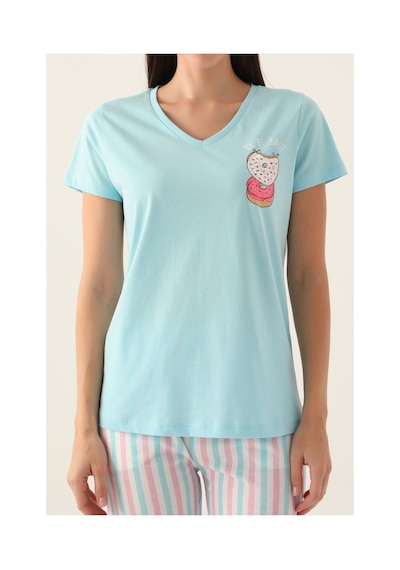 Arnetta Sweet Açık Mavi Kadın Kısa Kol Pijama Takımı