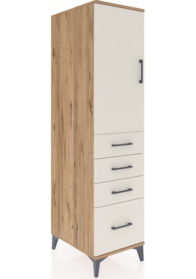 Kronos Dolap 2 Raflı 4 Çekmeceli Tek Kapaklı 44x59x182 Çam-ay... Çam