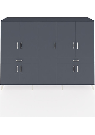 Hyperion Dolap 12 Raflı 2 Çekmeceli 8 Kapaklı 220x44x163 Antrasit Antrasit-antrasit
