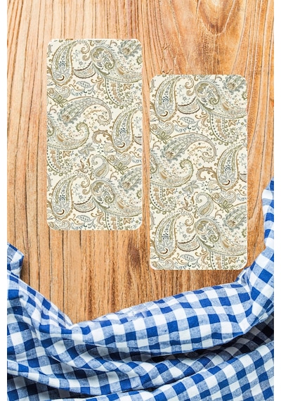 Decovetro Cam Kahve Sofra Sunum Tablası 2'li Set Şal Desenli 30 X 15 Cm Çok Renkli