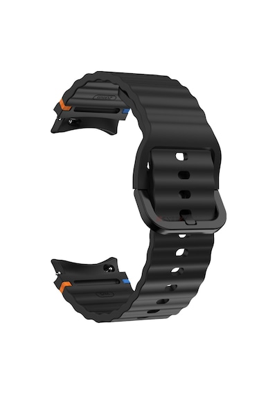 Samsung Galaxy Watch 7 40mm-44mm İle Uyumlu Metal Tokalı Dalgalı Spor Silikon Kordon