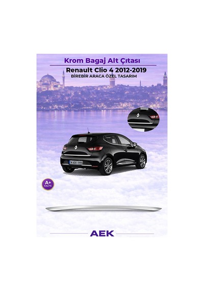 Renault Clio 4 2012-2018 Araca Özel Krom Bagaj Alt Çıtası A+