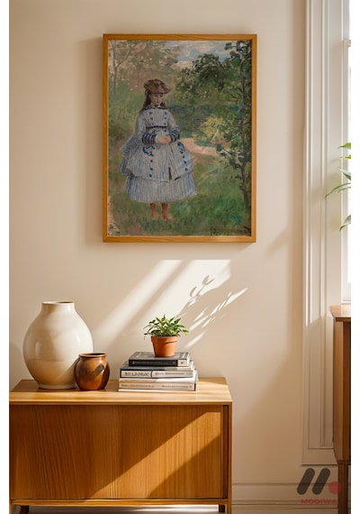 Claude Monet Bahçede Kız Çocuk, Ahşap Çerçeveli Duvar Tablosu - Sanatsever Hediyesi