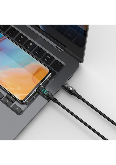 Ixtech Ix-uc019 Pd 100w Type-c To Type-c Şarj Kablosu Dijital Göstergeli, Hızlı Şarj & Veri Transferi