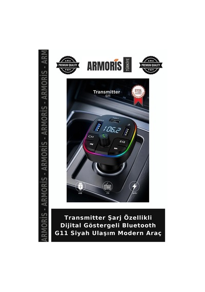 Transmitter Şarj Özellikli Dijital Göstergeli Bluetooth G11 Siyah Ulaşım Modern Araç