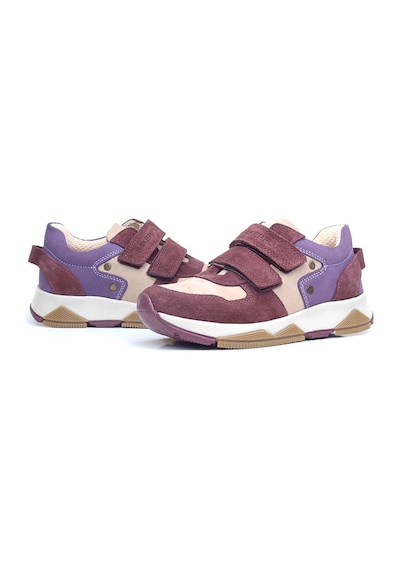 Rakerplus Hakiki Deri Bordo Pembe Metal Detaylı Kız Çocuk Sneakers Ayakkabı Bordo