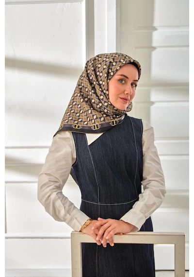 Silk Home Twill İpek Eşarp 11481-33 Antrasit, Haki, Gri, Gümüş