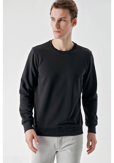 Slimfit Bisiklet Yaka Düz Renk 2 İplik Erkek Sweatshirt 001