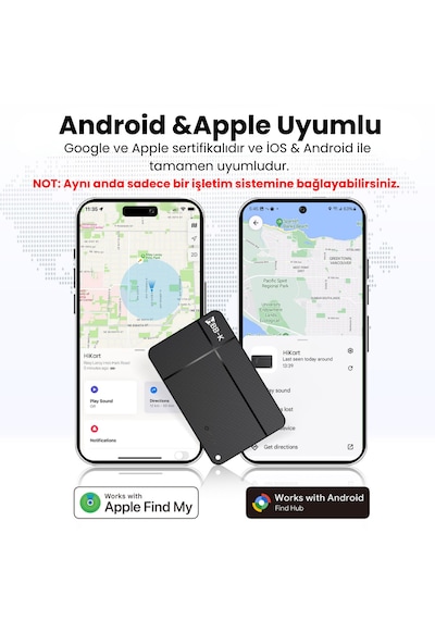 Hi Kart Apple Uyumlu iOS &android Takip Cihazı & Dijital Kartvizit Siyah Tekli Paket