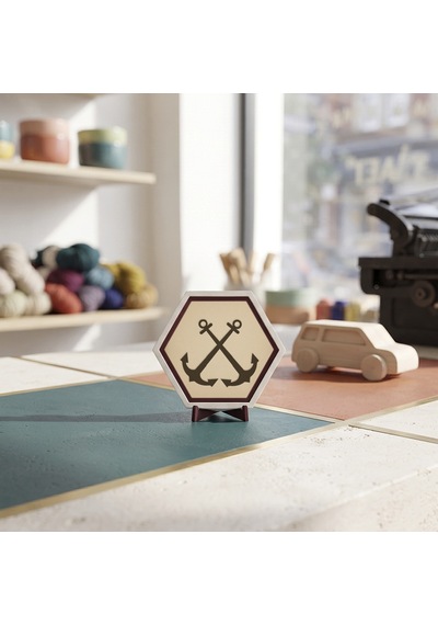 Estetik Çapraz Çapa Detaylı Modern Masaüstü Aksesuarı Ofis Ve Çalışma Masaları İçin Özel Bir Tasarım 10x10 Cm Ürün, Pudra